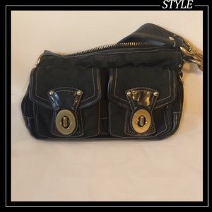COACH 10339 LEGACY SIGNATURE BLACK PURSE AUTH.